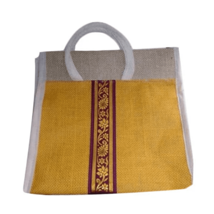 ROUND HANDLED EMBROIDERED JUTE BAG