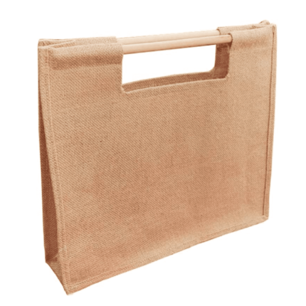 JUTE WOODEN HANDLE BAG
