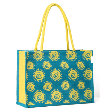 LONG HANDLED DOT PRINTED JUTE BAG