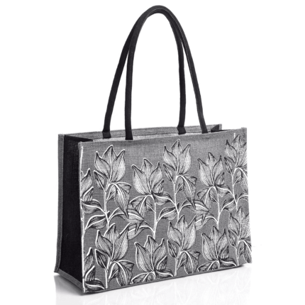 LAMINATED FLOWER PRINT JUTE BAG