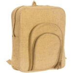 TWO FRONT ZIPPER JUTE BACKPACK
