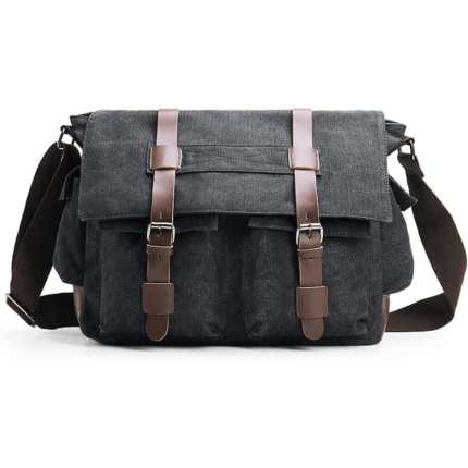 CANVAS MESSENGER BAG WITH SIDE POCKET