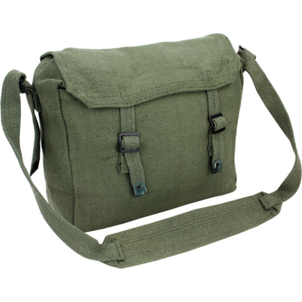 GREEN CANVAS MESSENGER BAG
