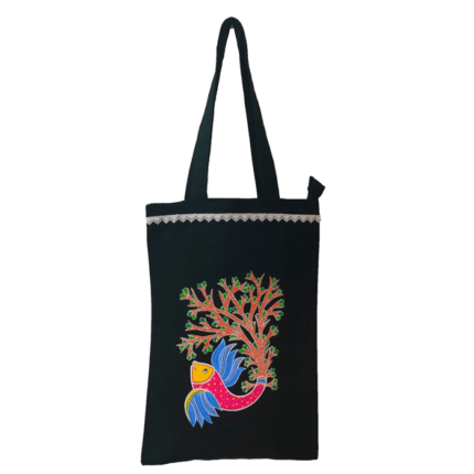 COTTON LONG HANDLED HAND PAINTED BAG