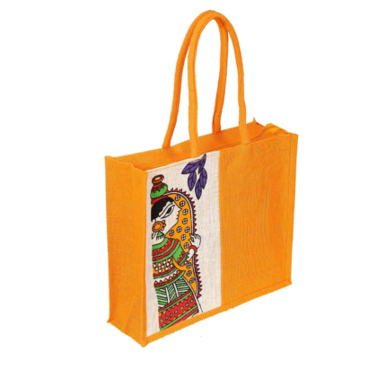 JUTE LONG HANDLED PRINTED BAG