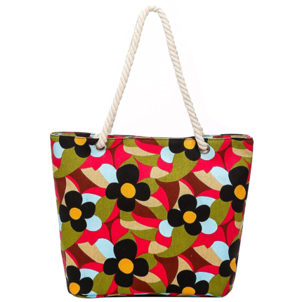 CANVAS ROPE HANDLED DESIGNER BAG