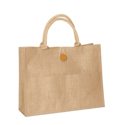 JUTE POCKET BAG WITH BUTTON CLOSURE