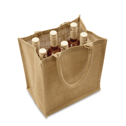 JUTE LOOP HANDLED 6 BOTTLES BAG