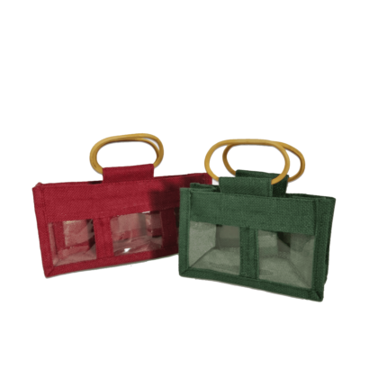 JUTE JAR BAG WITH 2 WINDOW