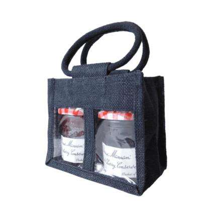 JUTE CANE HANDLED 2 WINDOW JAR BAG