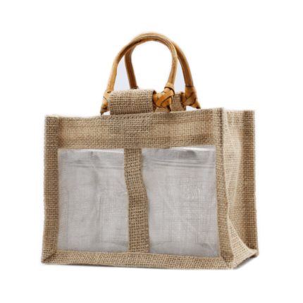 JUTE JAR BAG WITH 2 WINDOW