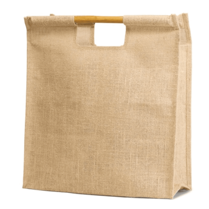 JUTE WOODEN HANDLED PLAIN BAG
