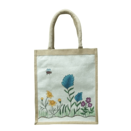 JUTE SMALL HAND EMBROIDERED BAG