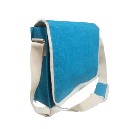 JUTE BLUE MESSENGER BAG
