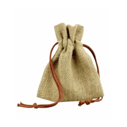 JUTE SMALL JEWELLERY POUCH LONG HANDLED