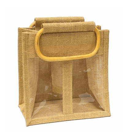 JUTE CANE HANDLED JAR BAG