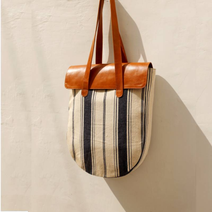 Canvas Leather Shoulder Tote Bag